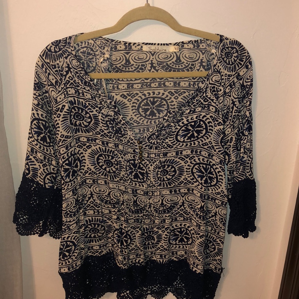 Anthropologie Patterned peasant blouse